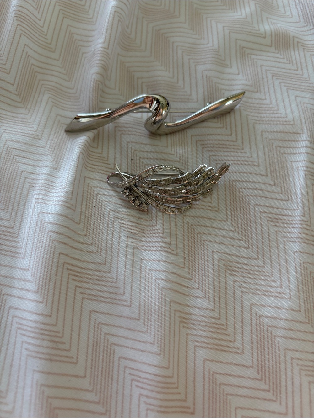 Silver-Tone Swirl & Crystal Wing Brooches - Elegant Women’s Accessory